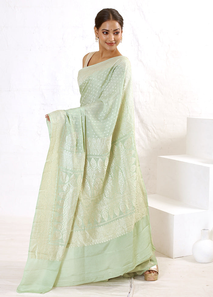 Green Pure Georgette Saree With Blouse Piece - Indian Silk House Agencies