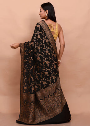 Black Pure Georgette Saree With Blouse Piece - Indian Silk House Agencies