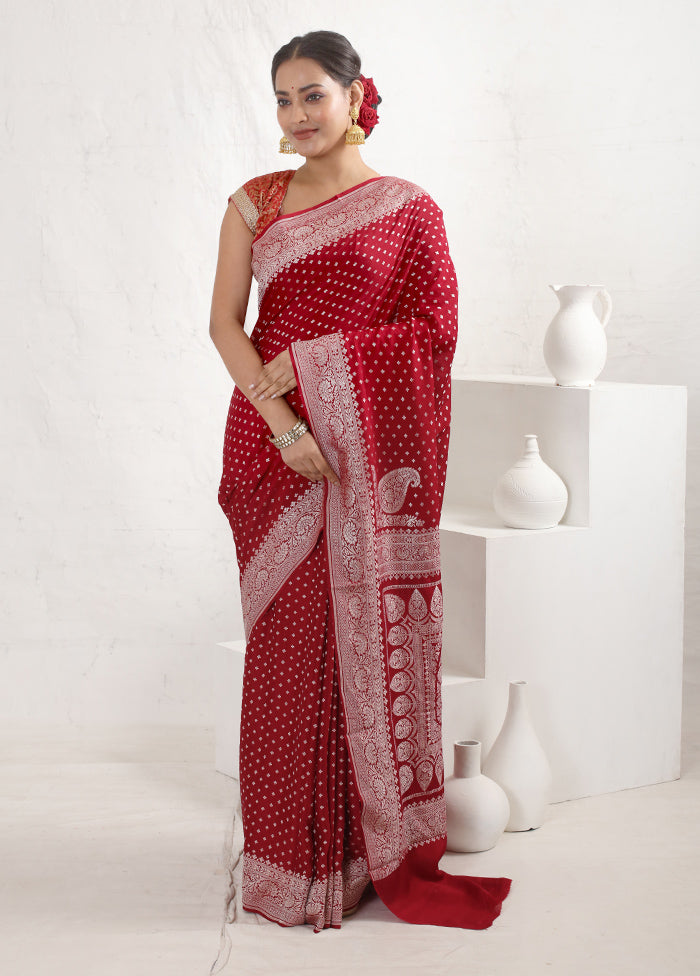 Maroon Pure Georgette Saree With Blouse Piece - Indian Silk House Agencies