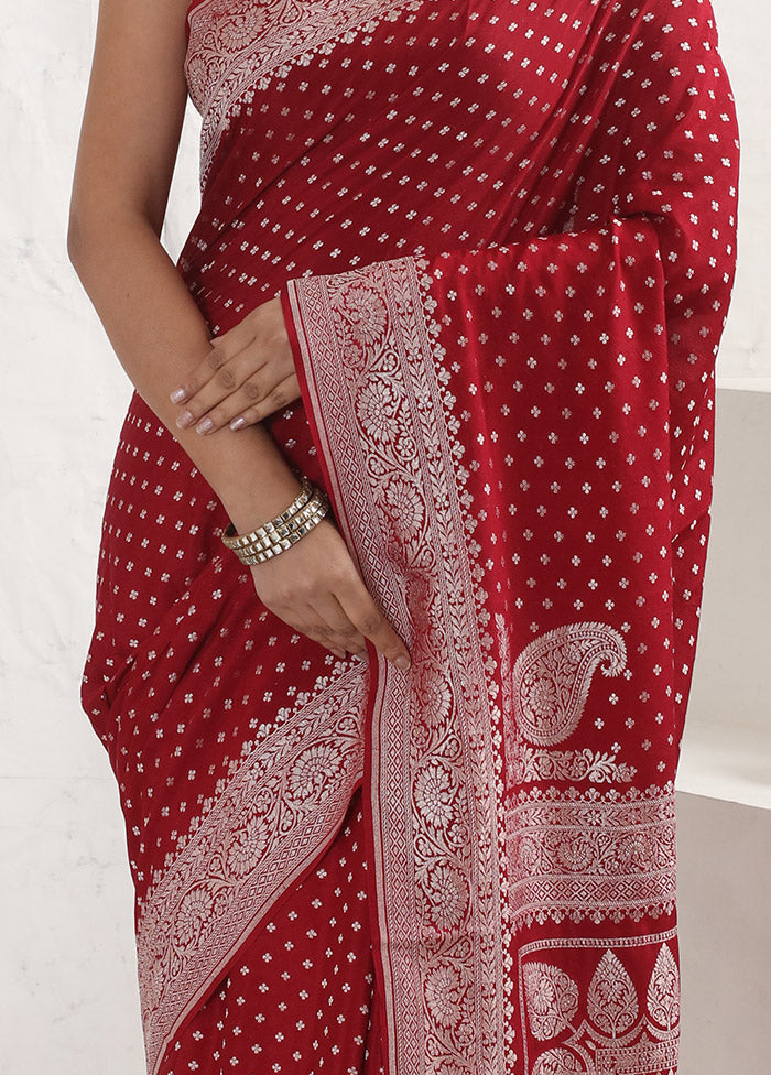 Maroon Pure Georgette Saree With Blouse Piece - Indian Silk House Agencies