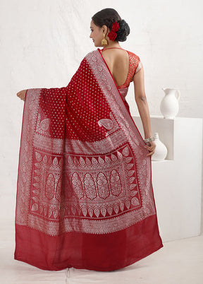 Maroon Pure Georgette Saree With Blouse Piece - Indian Silk House Agencies