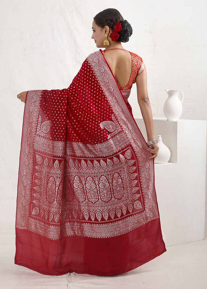 Maroon Pure Georgette Saree With Blouse Piece - Indian Silk House Agencies