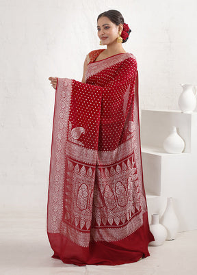 Maroon Pure Georgette Saree With Blouse Piece - Indian Silk House Agencies