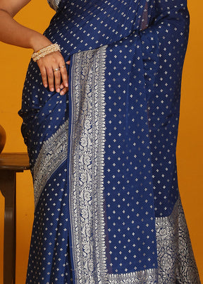 Blue Pure Georgette Saree With Blouse Piece - Indian Silk House Agencies