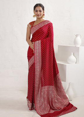 Maroon Pure Georgette Saree With Blouse Piece - Indian Silk House Agencies