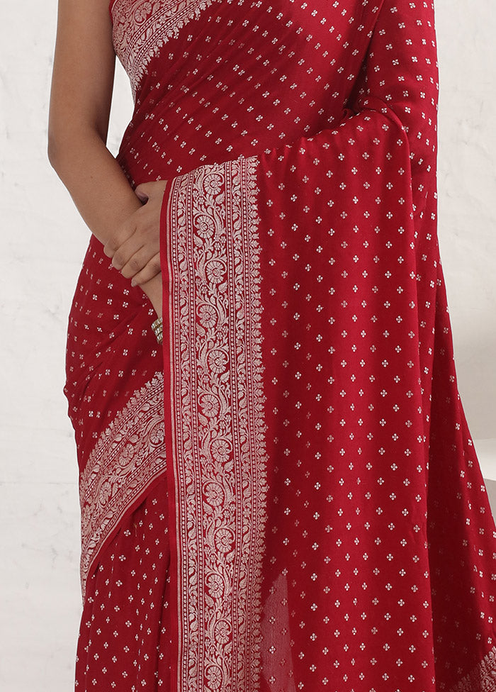 Maroon Pure Georgette Saree With Blouse Piece - Indian Silk House Agencies