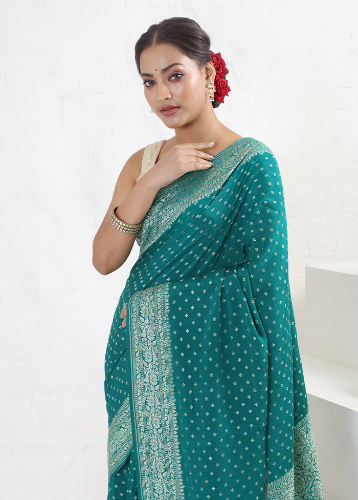 Green Pure Georgette Saree With Blouse Piece - Indian Silk House Agencies