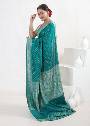 Green Pure Georgette Saree With Blouse Piece - Indian Silk House Agencies