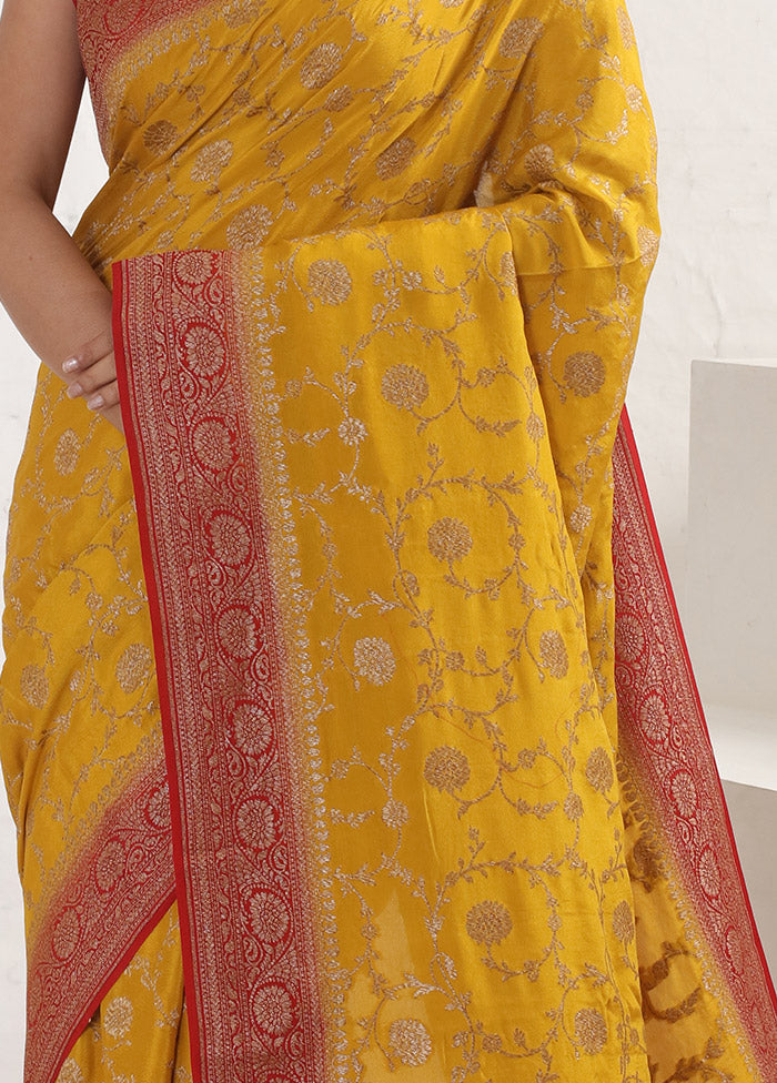 Yellow Pure Georgette Saree With Blouse Piece - Indian Silk House Agencies