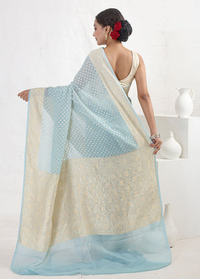 Blue Pure Georgette Saree With Blouse Piece - Indian Silk House Agencies