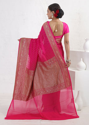 Pink Pure Georgette Saree With Blouse Piece - Indian Silk House Agencies