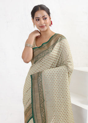 Green Pure Georgette Saree With Blouse Piece - Indian Silk House Agencies