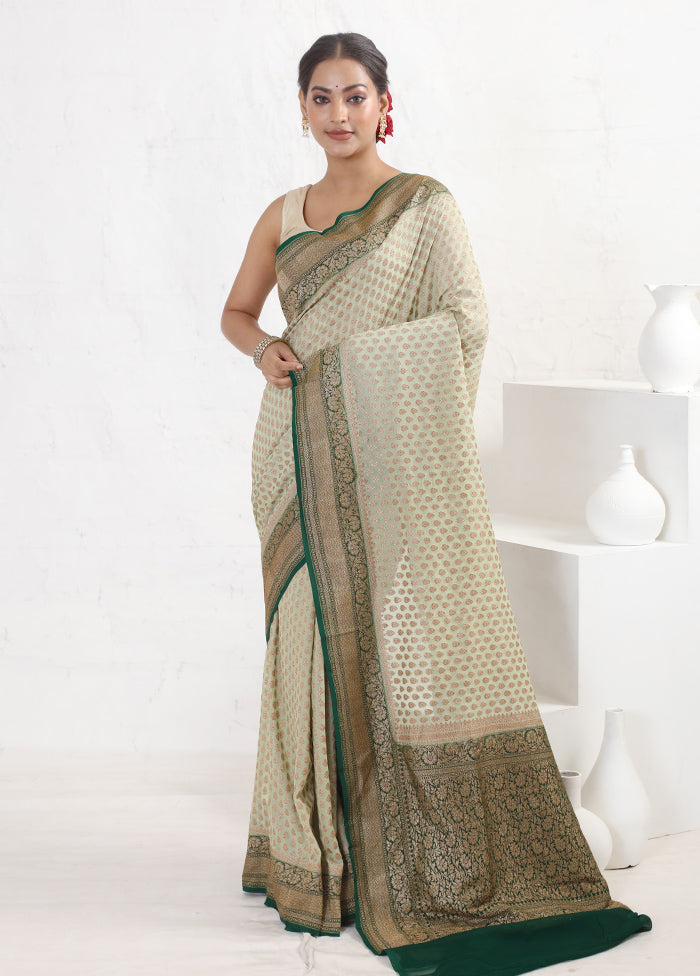 Green Pure Georgette Saree With Blouse Piece - Indian Silk House Agencies