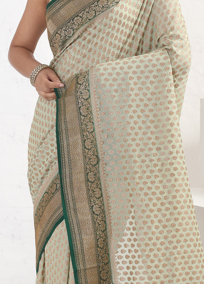 Green Pure Georgette Saree With Blouse Piece - Indian Silk House Agencies