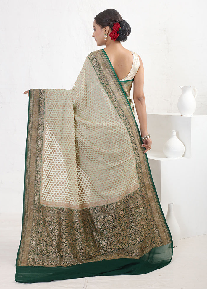 Green Pure Georgette Saree With Blouse Piece - Indian Silk House Agencies