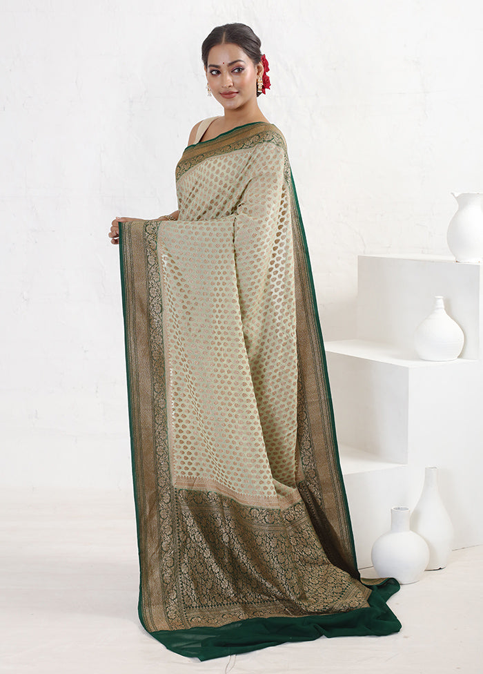 Green Pure Georgette Saree With Blouse Piece - Indian Silk House Agencies