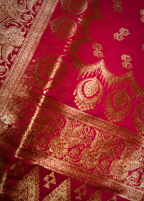 Pink Banarasi Silk Saree With Blouse Piece - Indian Silk House Agencies