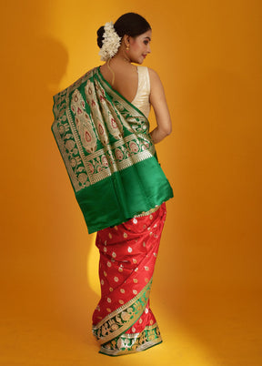 Red Banarasi Pure Silk Saree With Blouse Piece - Indian Silk House Agencies