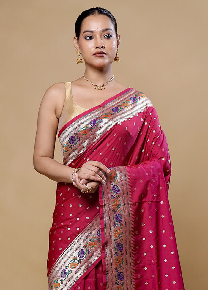 Maroon Katan Silk Saree With Blouse Piece