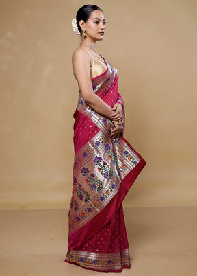 Pink Katan Silk Saree With Blouse Piece