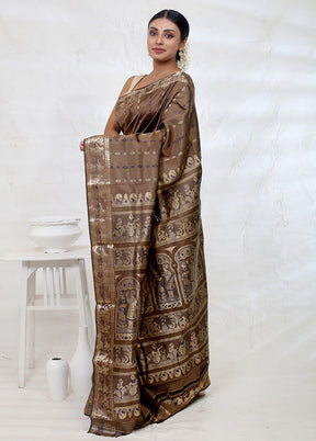 Grey Baluchari Pure Silk Saree With Blouse Piece - Indian Silk House Agencies