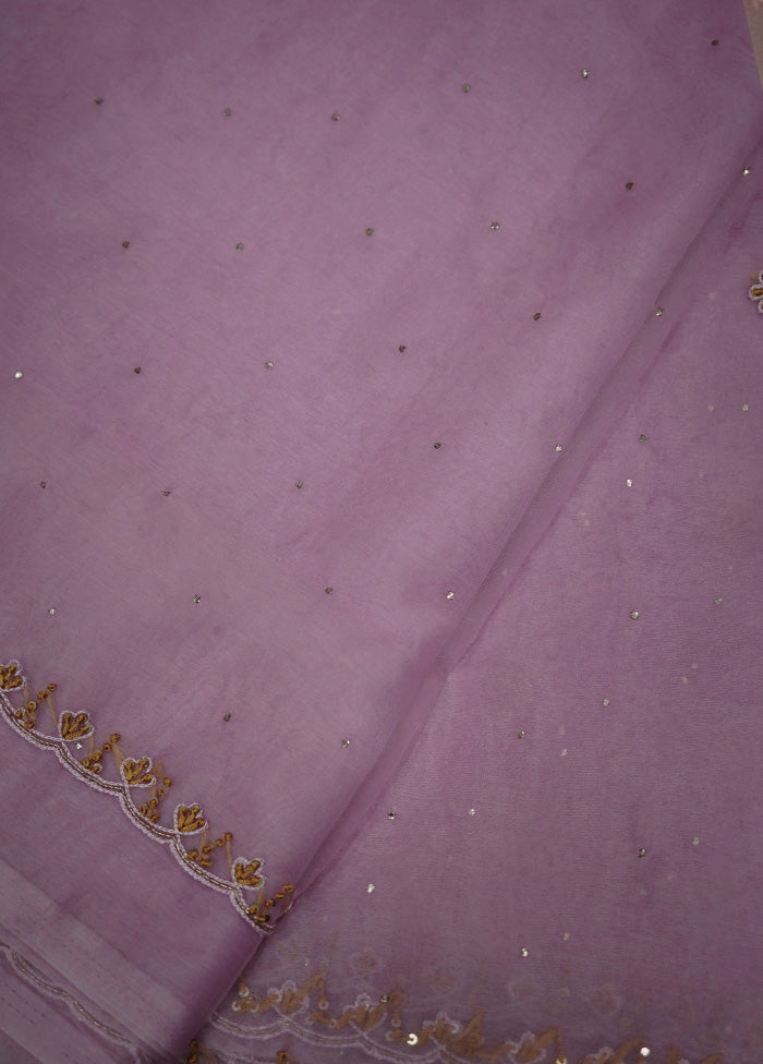 Purple Organza Saree With Blouse Piece - Indian Silk House Agencies