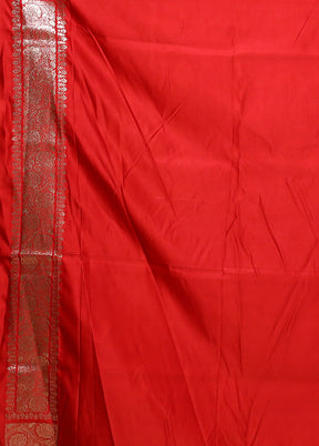 Red Banarasi Silk Saree With Blouse Piece