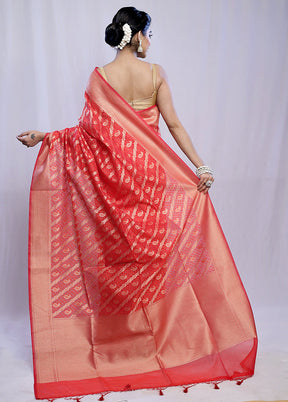 Red Kora Silk Saree With Blouse Piece - Indian Silk House Agencies