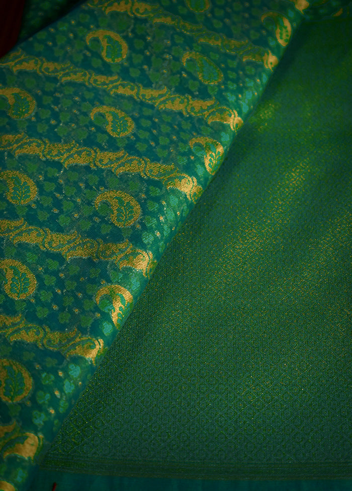 Green Kora Silk Saree With Blouse Piece - Indian Silk House Agencies