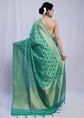 Green Kora Silk Saree With Blouse Piece - Indian Silk House Agencies