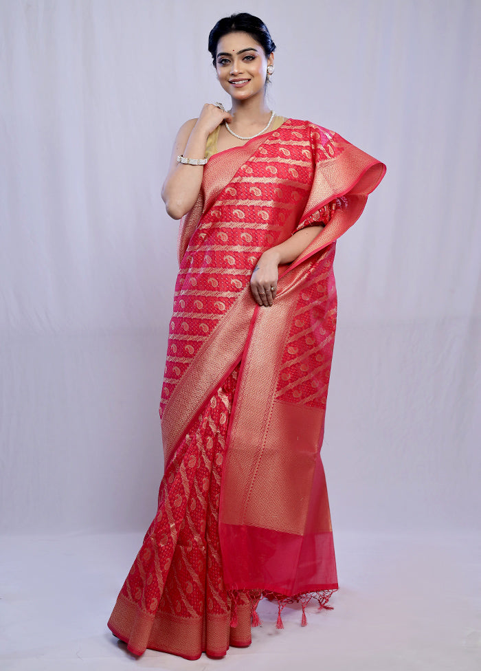 Pink Kora Silk Saree With Blouse Piece - Indian Silk House Agencies