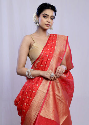 Red Kora Silk Saree With Blouse Piece - Indian Silk House Agencies