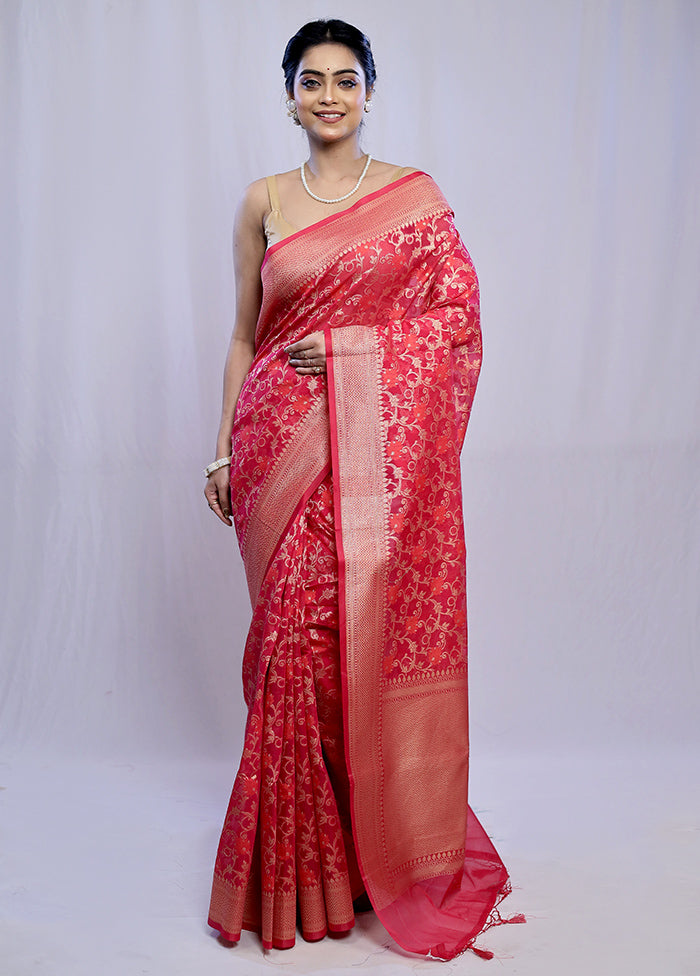 Pink Kora Silk Saree With Blouse Piece - Indian Silk House Agencies