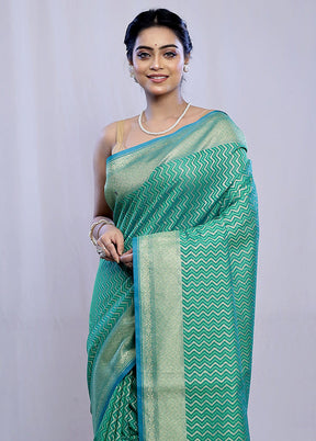 Green Kora Silk Saree With Blouse Piece - Indian Silk House Agencies