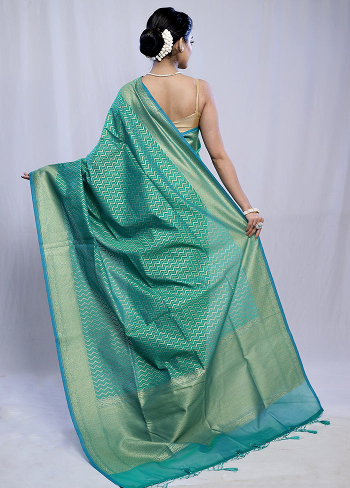 Green Kora Silk Saree With Blouse Piece - Indian Silk House Agencies