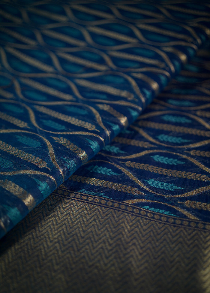 Blue Kora Silk Saree With Blouse Piece - Indian Silk House Agencies