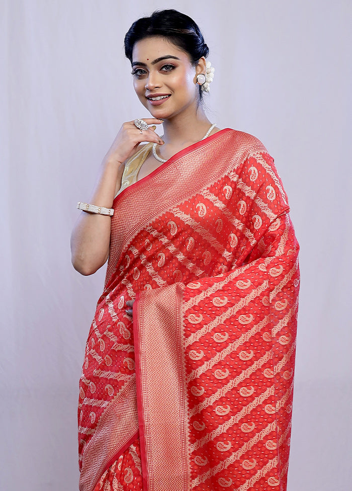 Red Kora Silk Saree With Blouse Piece - Indian Silk House Agencies