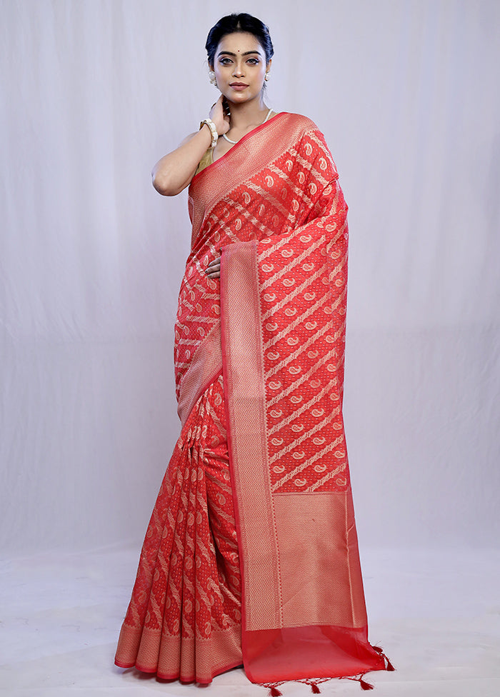 Red Kora Silk Saree With Blouse Piece - Indian Silk House Agencies