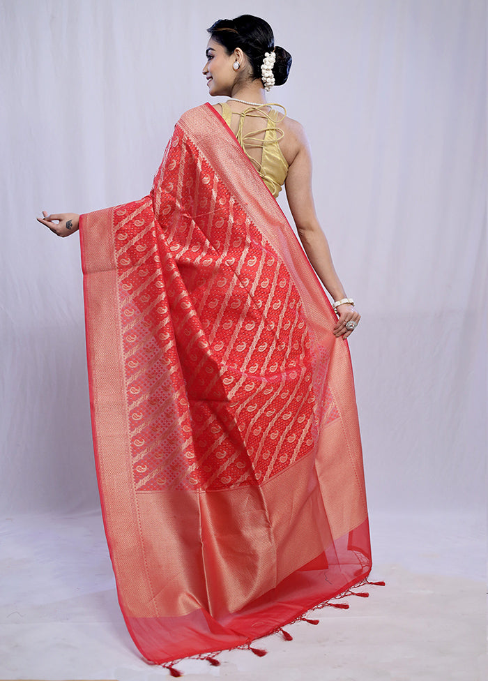 Red Kora Silk Saree With Blouse Piece - Indian Silk House Agencies