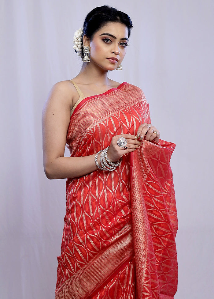 Red Kora Silk Saree With Blouse Piece - Indian Silk House Agencies