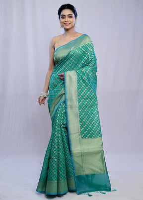 Green Kora Silk Saree With Blouse Piece - Indian Silk House Agencies