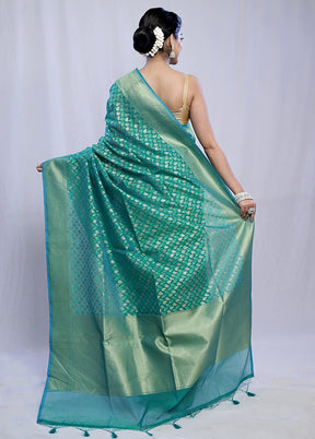 Green Kora Silk Saree With Blouse Piece - Indian Silk House Agencies