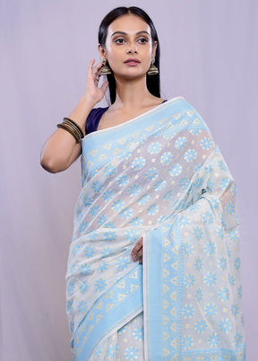 Cream Kora Silk Saree With Blouse Piece - Indian Silk House Agencies