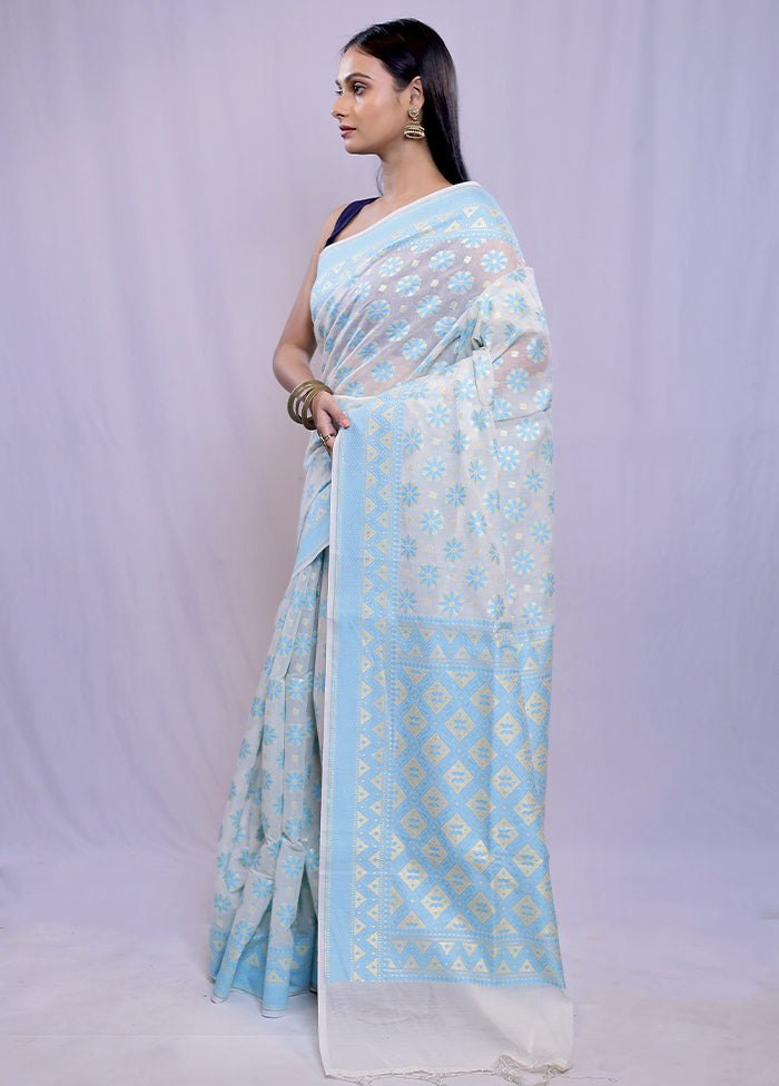 Cream Kora Silk Saree With Blouse Piece - Indian Silk House Agencies