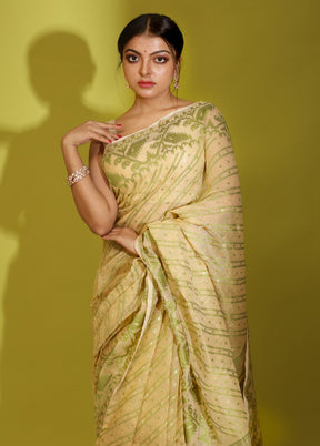 Cream Tant Cotton Saree Without Blouse Piece - Indian Silk House Agencies