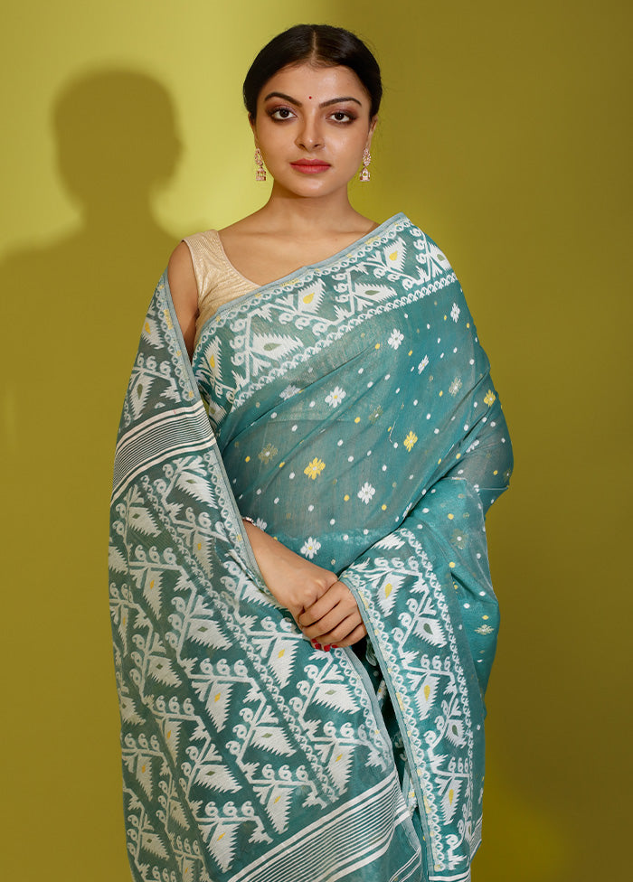 Green Tant Cotton Saree Without Blouse Piece - Indian Silk House Agencies