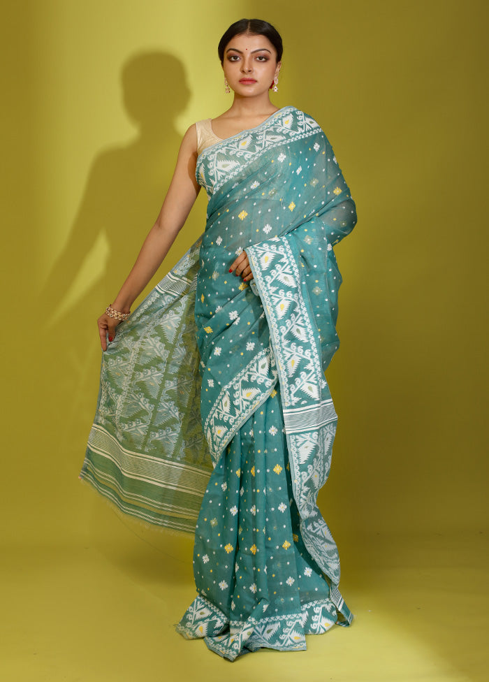 Green Tant Cotton Saree Without Blouse Piece - Indian Silk House Agencies