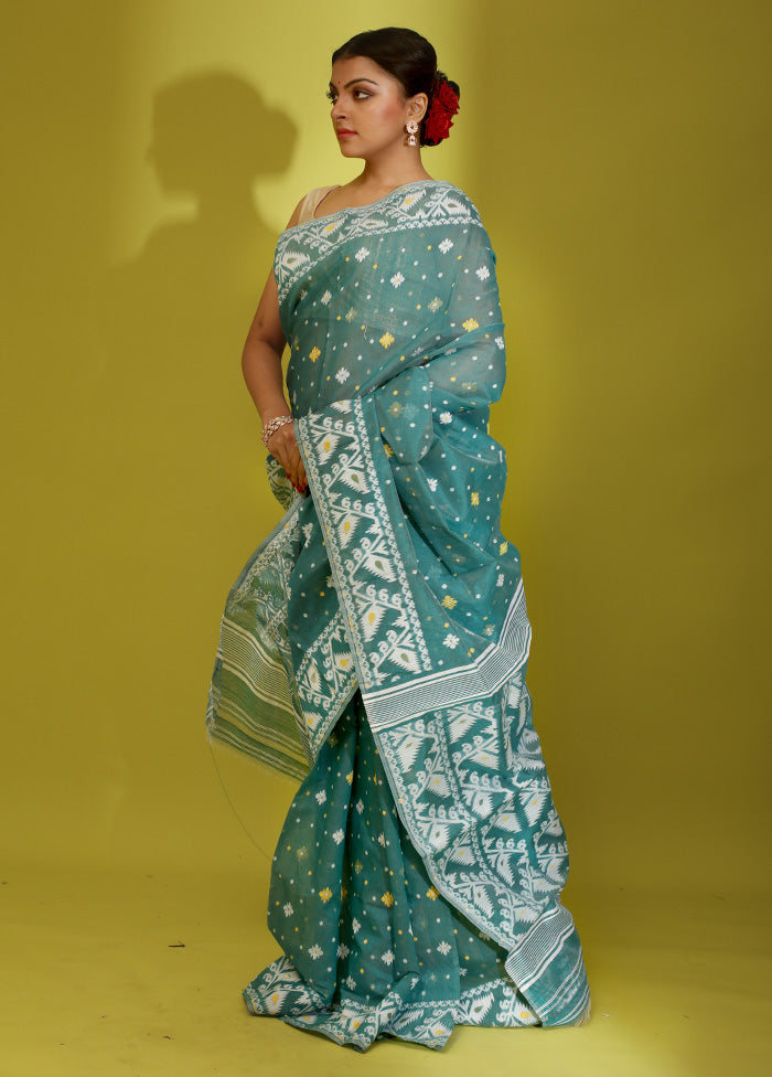 Green Tant Cotton Saree Without Blouse Piece - Indian Silk House Agencies