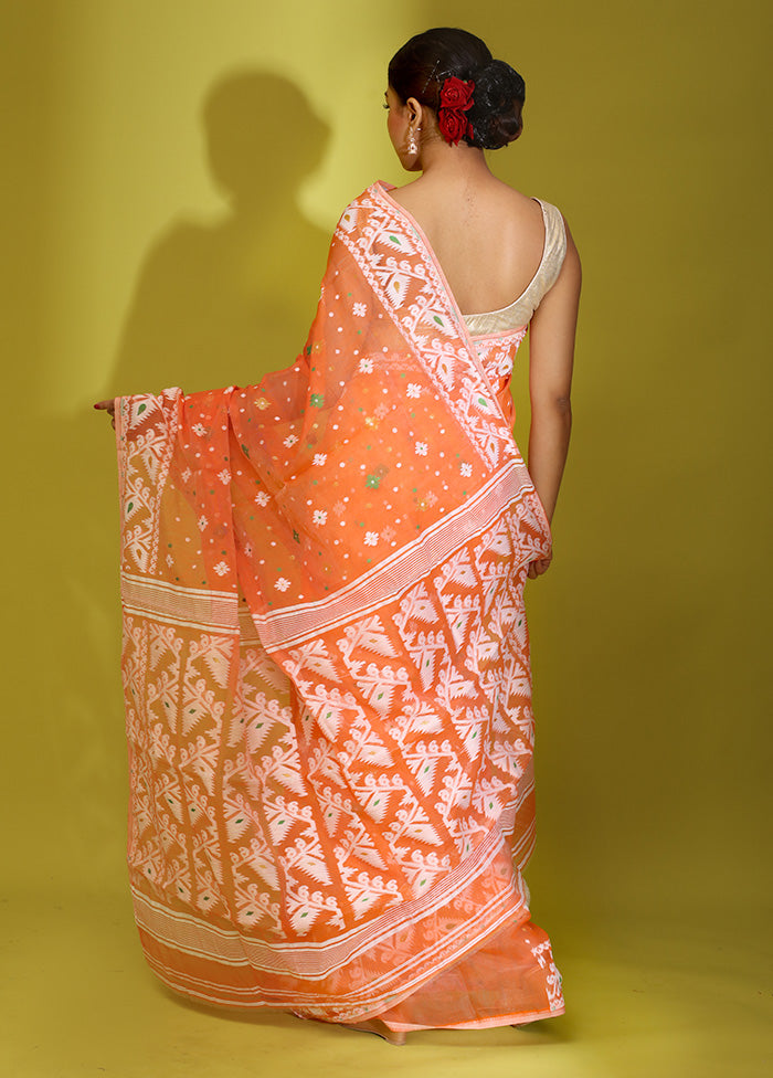 Orange Tant Cotton Saree Without Blouse Piece - Indian Silk House Agencies