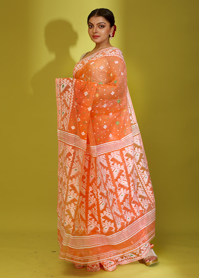 Orange Tant Cotton Saree Without Blouse Piece - Indian Silk House Agencies